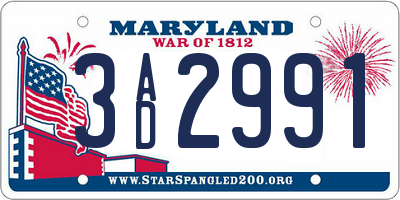 MD license plate 3AD2991