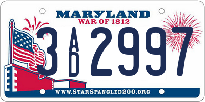 MD license plate 3AD2997