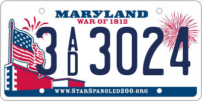 MD license plate 3AD3024