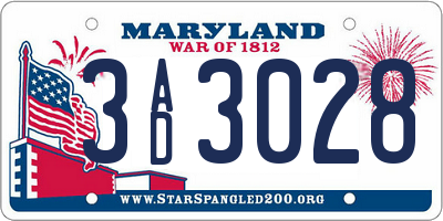 MD license plate 3AD3028