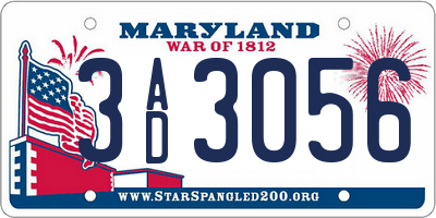 MD license plate 3AD3056
