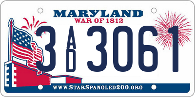 MD license plate 3AD3061