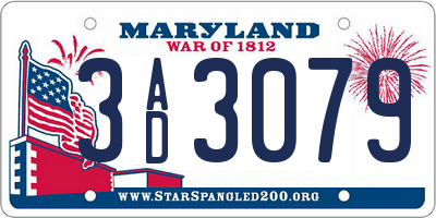 MD license plate 3AD3079