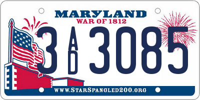 MD license plate 3AD3085