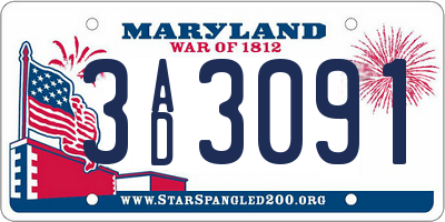 MD license plate 3AD3091
