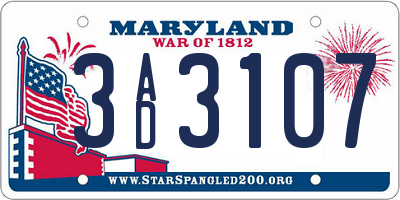 MD license plate 3AD3107