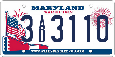 MD license plate 3AD3110