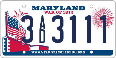 MD license plate 3AD3111