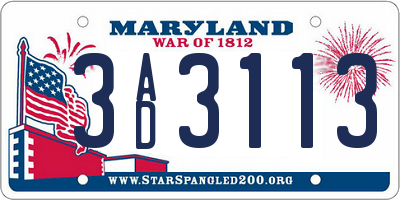 MD license plate 3AD3113