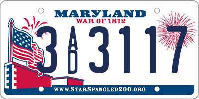 MD license plate 3AD3117