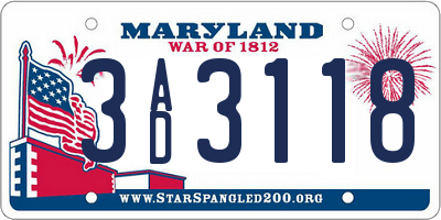 MD license plate 3AD3118