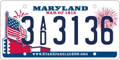 MD license plate 3AD3136