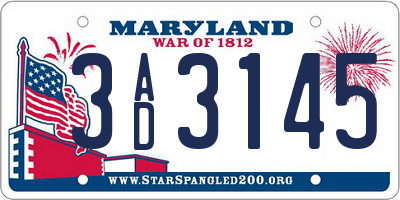 MD license plate 3AD3145