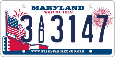 MD license plate 3AD3147