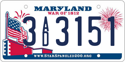 MD license plate 3AD3151