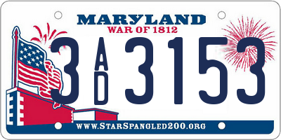 MD license plate 3AD3153