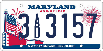 MD license plate 3AD3157