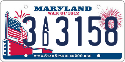 MD license plate 3AD3158