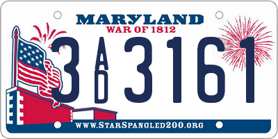 MD license plate 3AD3161