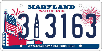 MD license plate 3AD3163