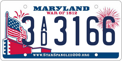 MD license plate 3AD3166