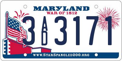 MD license plate 3AD3171
