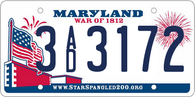 MD license plate 3AD3172