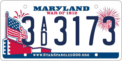 MD license plate 3AD3173