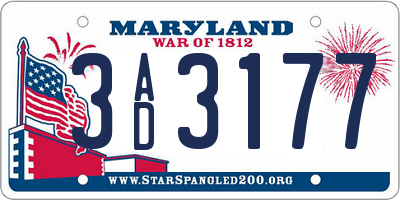 MD license plate 3AD3177