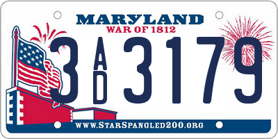 MD license plate 3AD3179