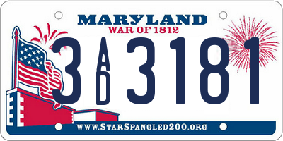 MD license plate 3AD3181