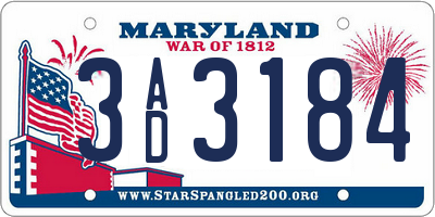 MD license plate 3AD3184