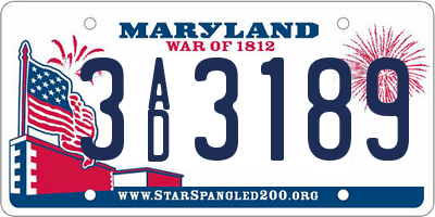 MD license plate 3AD3189