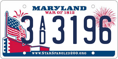 MD license plate 3AD3196