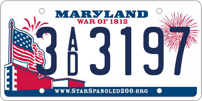 MD license plate 3AD3197