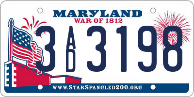 MD license plate 3AD3198