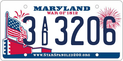 MD license plate 3AD3206