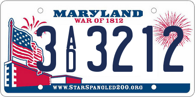 MD license plate 3AD3212