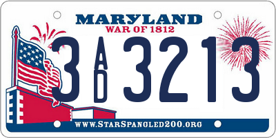 MD license plate 3AD3213