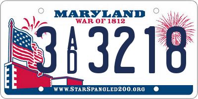 MD license plate 3AD3218