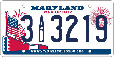 MD license plate 3AD3219