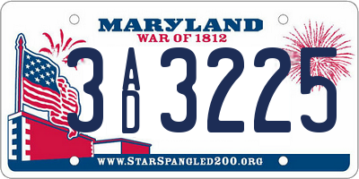 MD license plate 3AD3225
