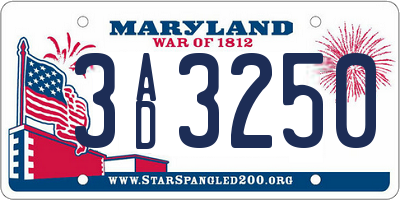 MD license plate 3AD3250