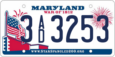 MD license plate 3AD3253