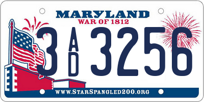MD license plate 3AD3256