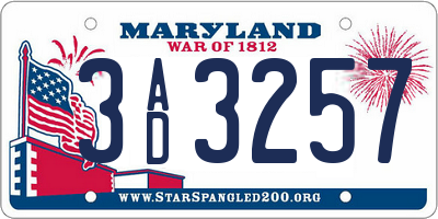 MD license plate 3AD3257