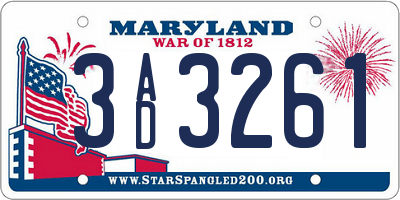 MD license plate 3AD3261