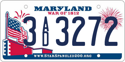 MD license plate 3AD3272