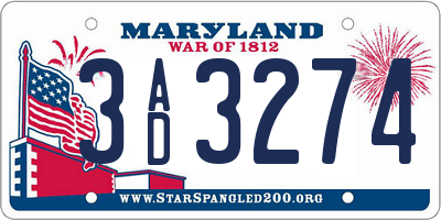 MD license plate 3AD3274