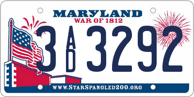 MD license plate 3AD3292